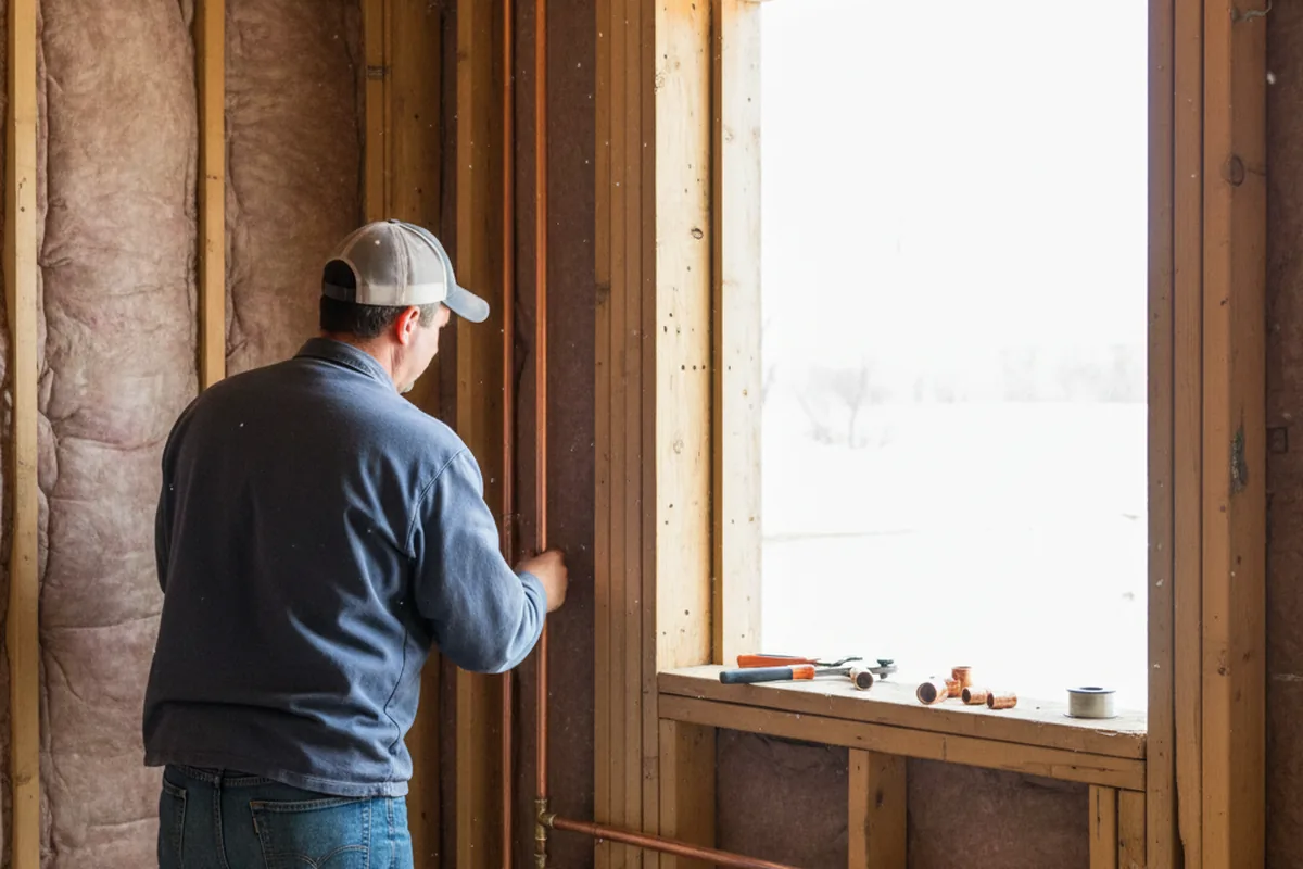 Licensed plumber running new copper supply lines in a Rapid City home